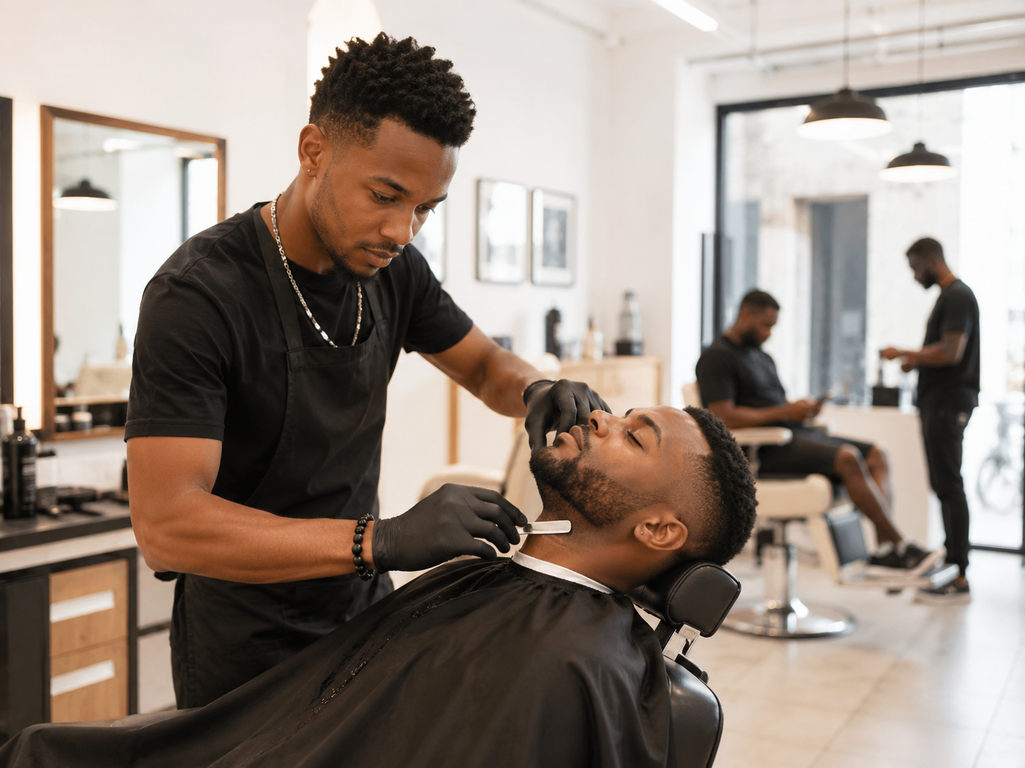 Service de rasage précis dans un salon moderne au Cameroun